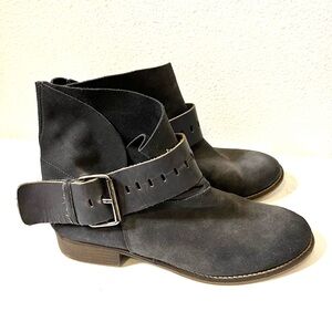 Garnet Hill slate blue Ankle Boots ankle Strap 41 10 slouchy suede leather